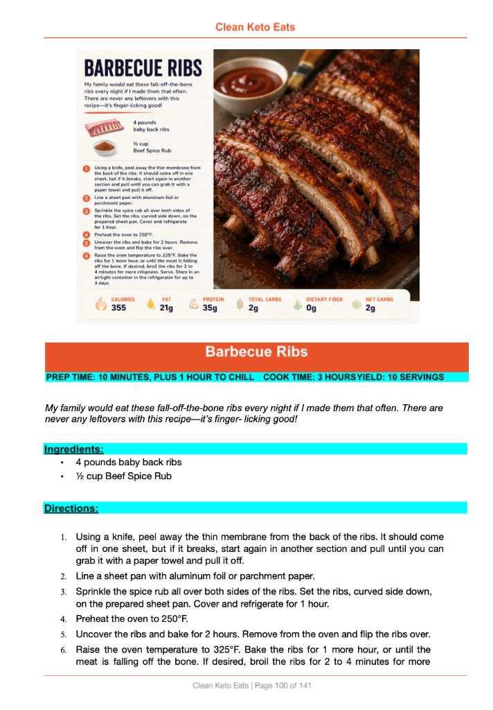 Sample Recipe: Barbecue Ribs